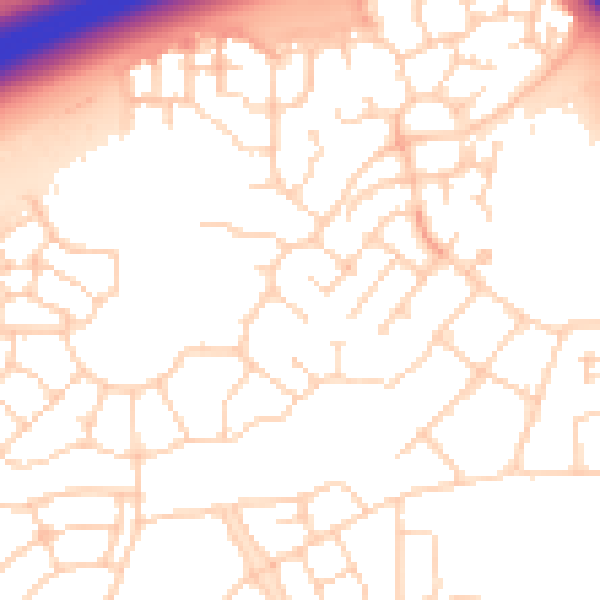 Daytime road noise heatmap for PE7 8BJ