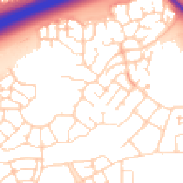 Daytime road noise heatmap for PE7 8BN