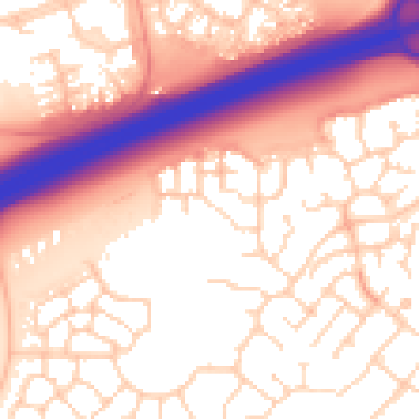 Daytime road noise heatmap for PE7 8BU