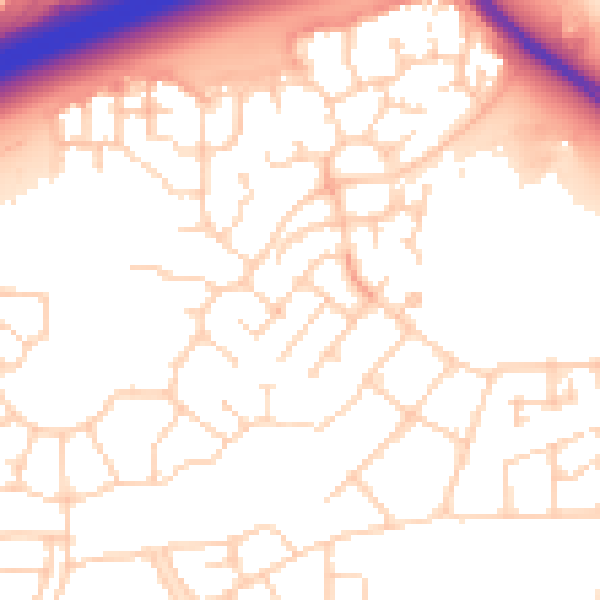 Daytime road noise heatmap for PE7 8BW