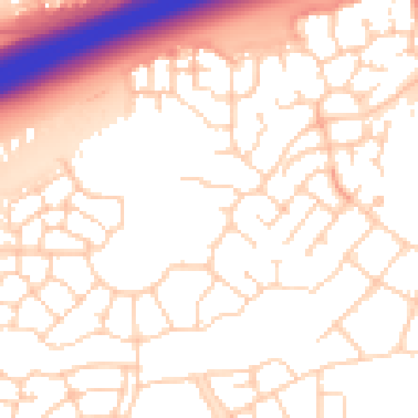 Daytime road noise heatmap for PE7 8DA