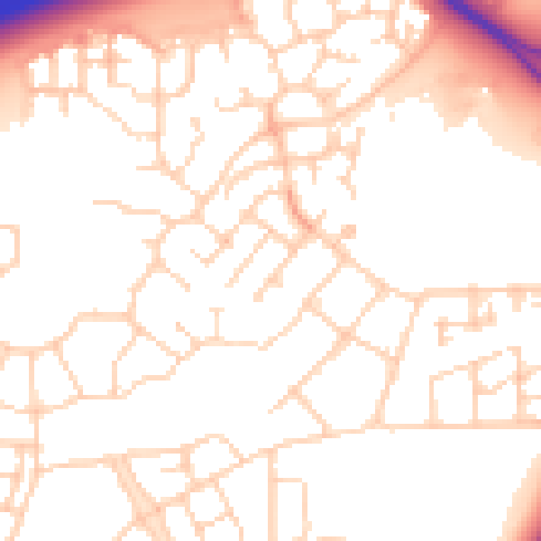 Daytime road noise heatmap for PE7 8DB