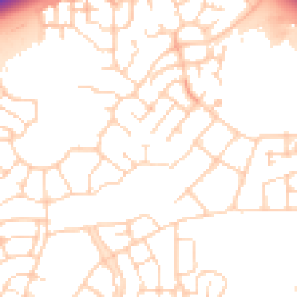 Daytime road noise heatmap for PE7 8DD