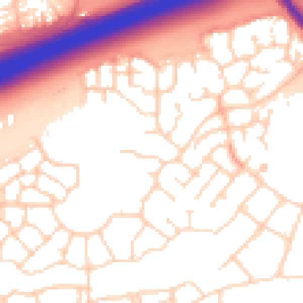 Daytime road noise heatmap for PE7 8DN