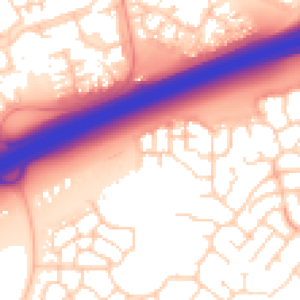 Daytime road noise heatmap for PE7 8DU