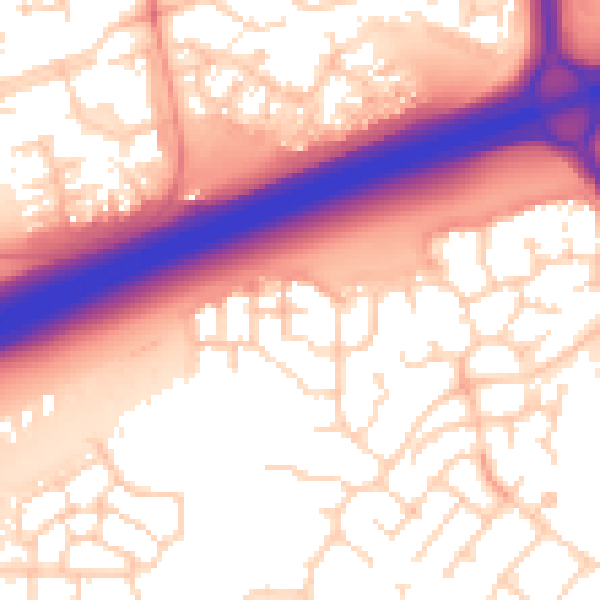 Daytime road noise heatmap for PE7 8DX