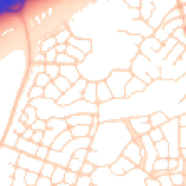 Daytime road noise heatmap for PE7 8ED