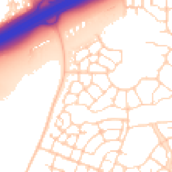Daytime road noise heatmap for PE7 8FA