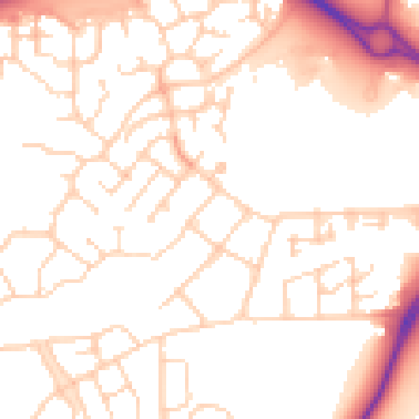 Daytime road noise heatmap for PE7 8FG