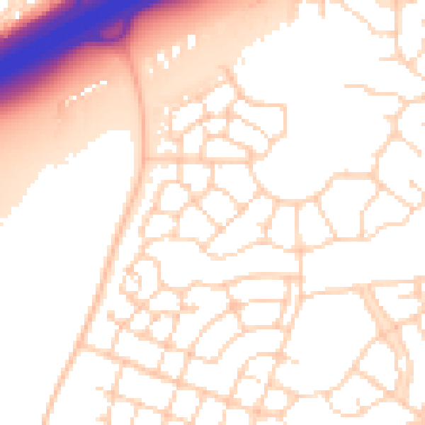 Daytime road noise heatmap for PE7 8FR