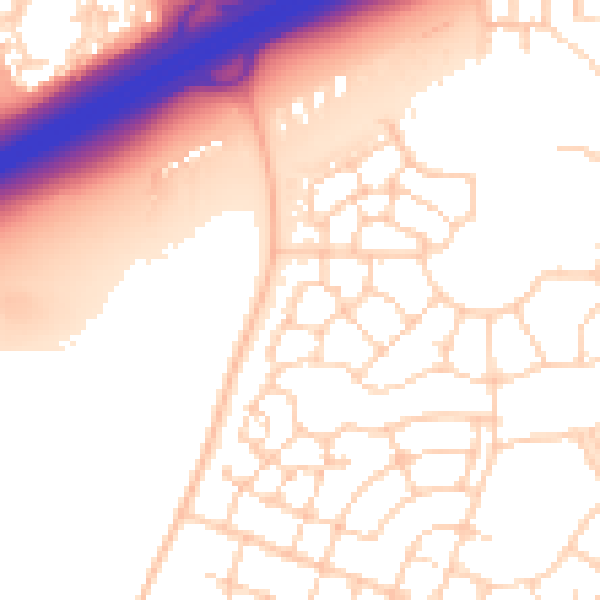 Daytime road noise heatmap for PE7 8FW