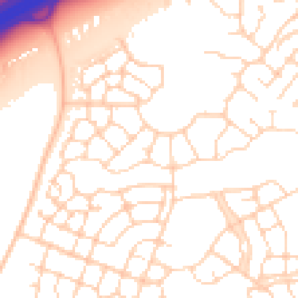 Daytime road noise heatmap for PE7 8FY