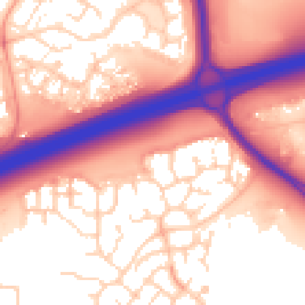 Daytime road noise heatmap for PE7 8GE