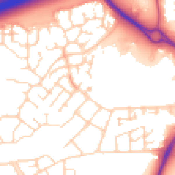 Daytime road noise heatmap for PE7 8GF
