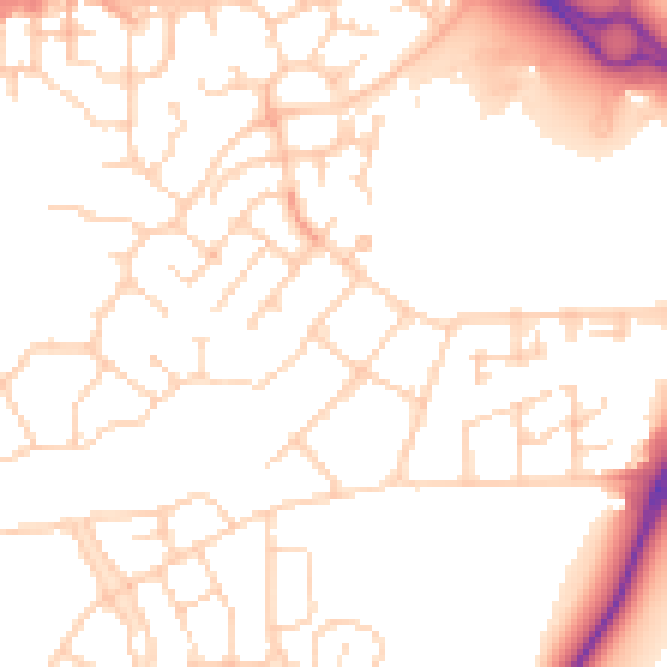 Daytime road noise heatmap for PE7 8GQ