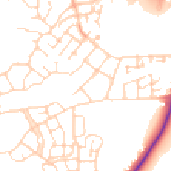 Daytime road noise heatmap for PE7 8GT