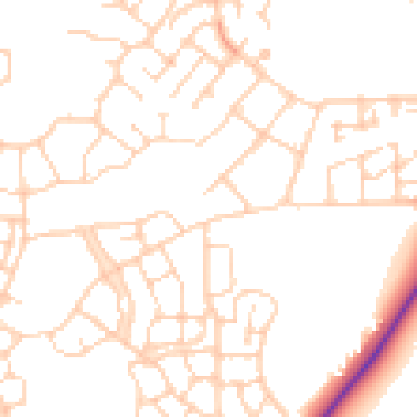 Daytime road noise heatmap for PE7 8GW