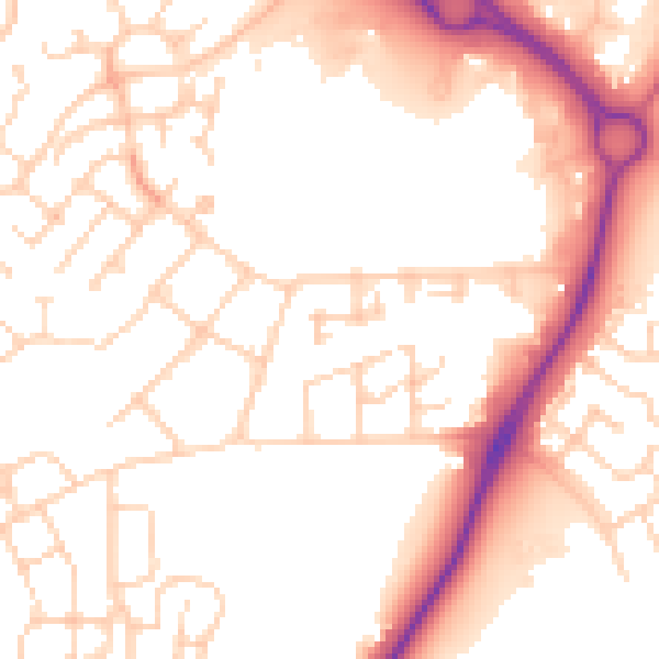 Daytime road noise heatmap for PE7 8PG
