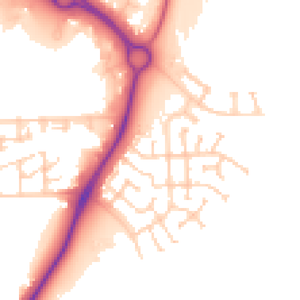 Daytime road noise heatmap for PE7 8QY