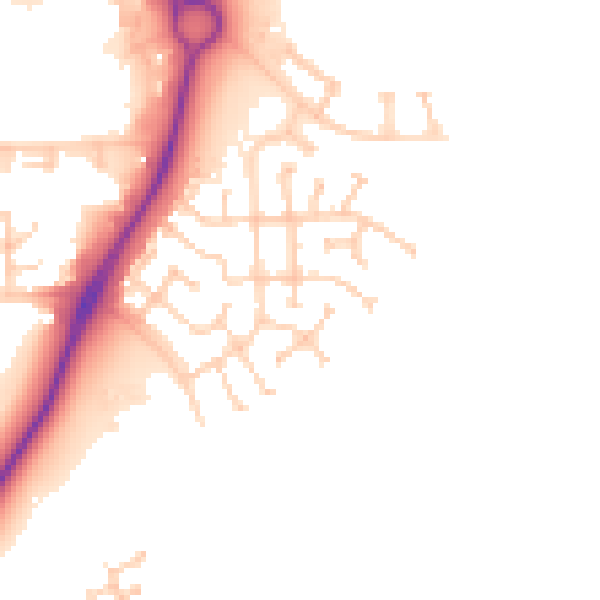 Daytime road noise heatmap for PE7 8RE