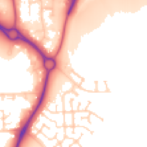 Daytime road noise heatmap for PE7 8RH