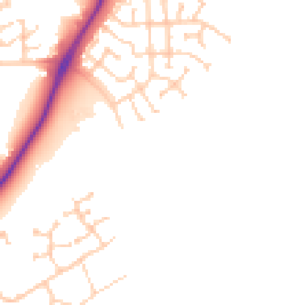 Daytime road noise heatmap for PE7 8TH