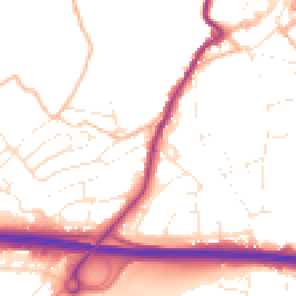 Daytime road noise heatmap for PL15 7BE