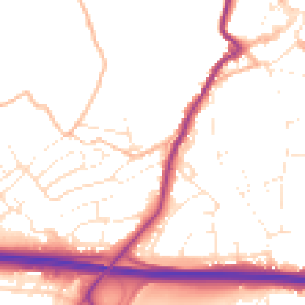Daytime road noise heatmap for PL15 7BY