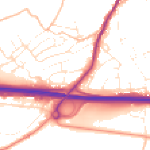 Daytime road noise heatmap for PL15 7DA