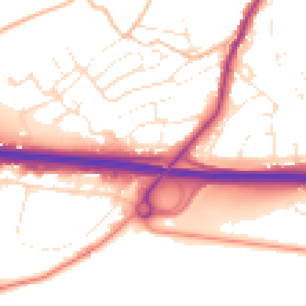 Daytime road noise heatmap for PL15 7DB