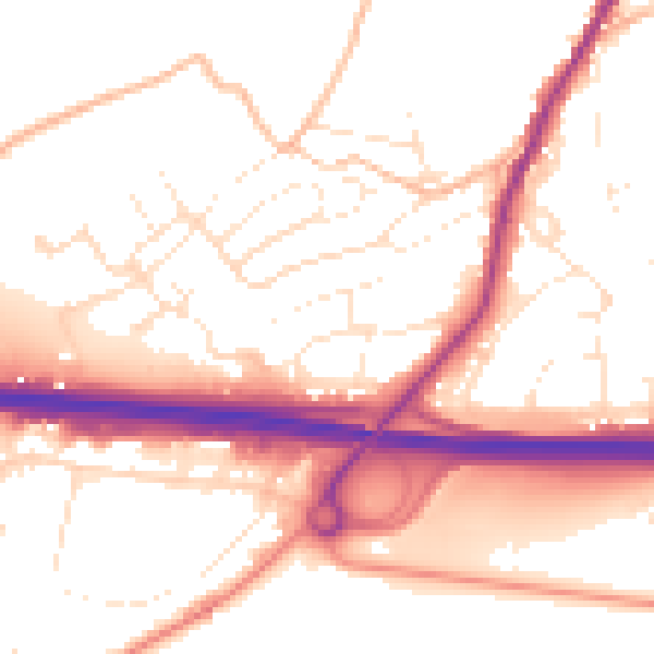 Daytime road noise heatmap for PL15 7DD