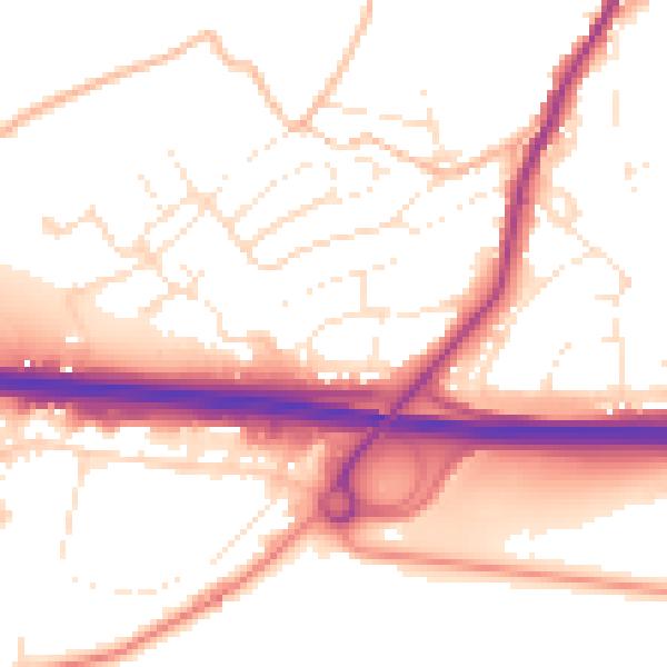 Daytime road noise heatmap for PL15 7DE