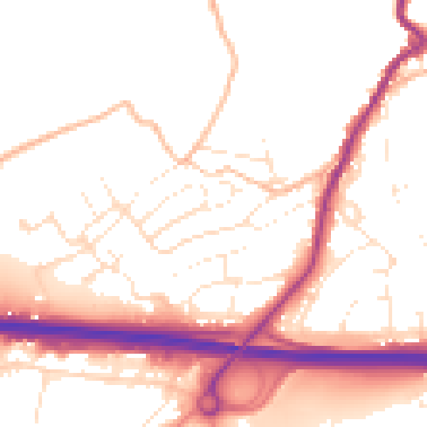 Daytime road noise heatmap for PL15 7DY