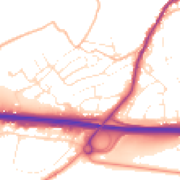 Daytime road noise heatmap for PL15 7DZ