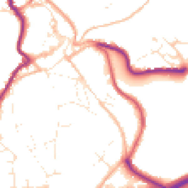 Daytime road noise heatmap for PL15 9BB