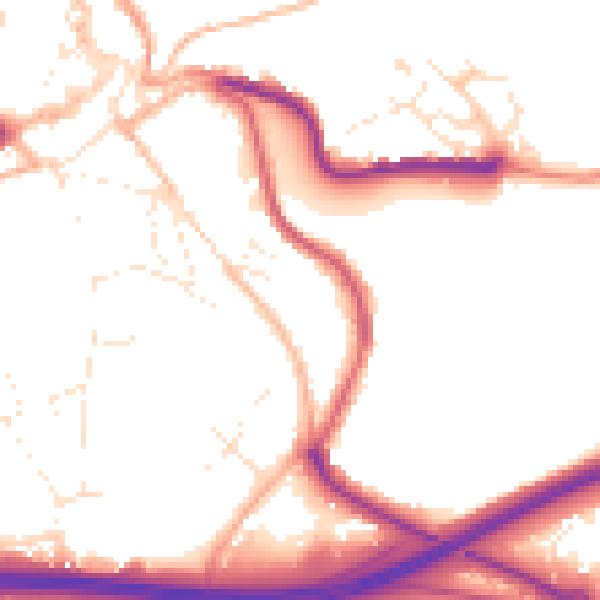 Daytime road noise heatmap for PL15 9BP