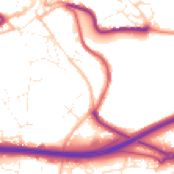 Daytime road noise heatmap for PL15 9BU