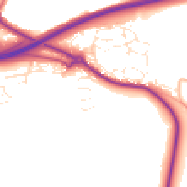 Daytime road noise heatmap for PL15 9GN