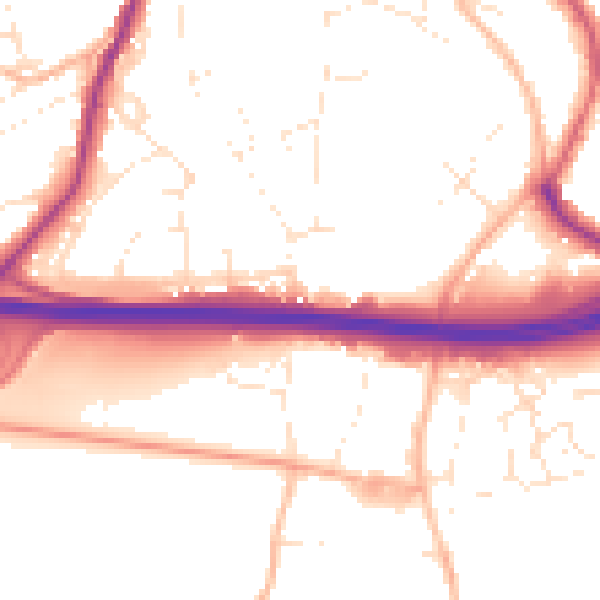 Daytime road noise heatmap for PL15 9HZ