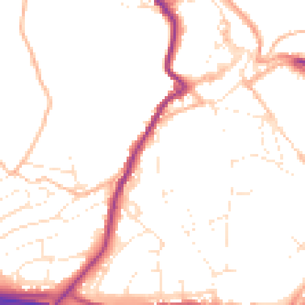 Daytime road noise heatmap for PL15 9JE