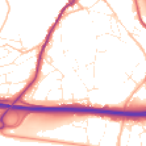 Daytime road noise heatmap for PL15 9JQ