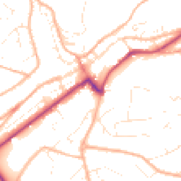 Daytime road noise heatmap for PL19 0AB