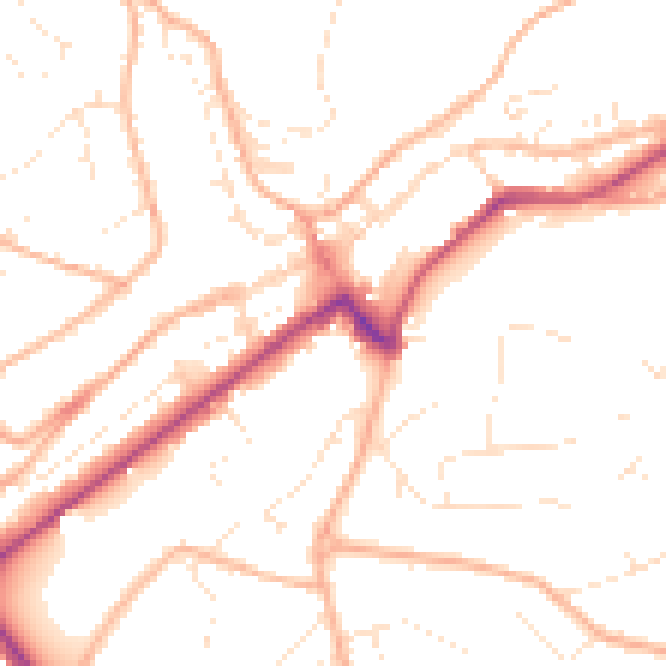Daytime road noise heatmap for PL19 0AD