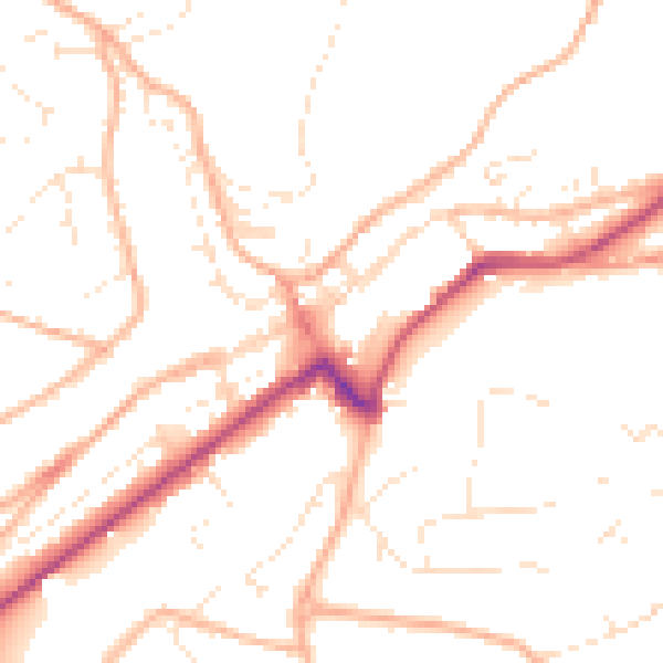 Daytime road noise heatmap for PL19 0AE