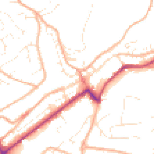Daytime road noise heatmap for PL19 0AN