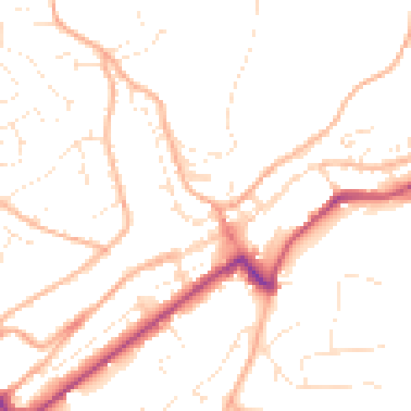 Daytime road noise heatmap for PL19 0AP