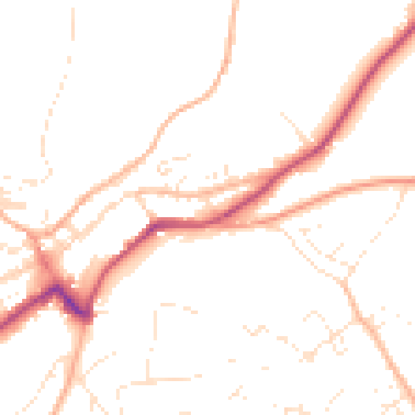 Daytime road noise heatmap for PL19 0AR