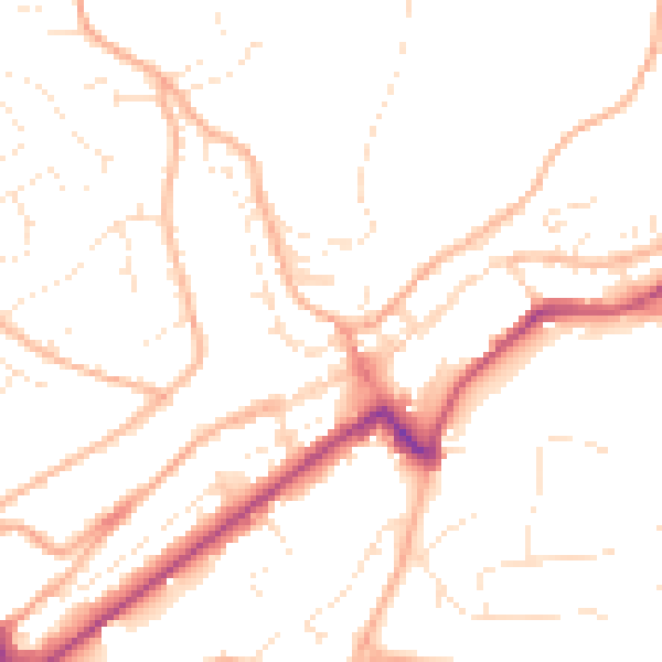 Daytime road noise heatmap for PL19 0AS