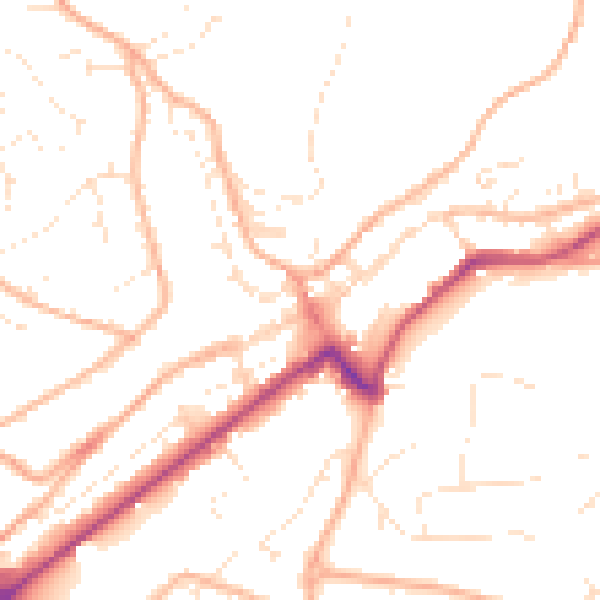 Daytime road noise heatmap for PL19 0AU