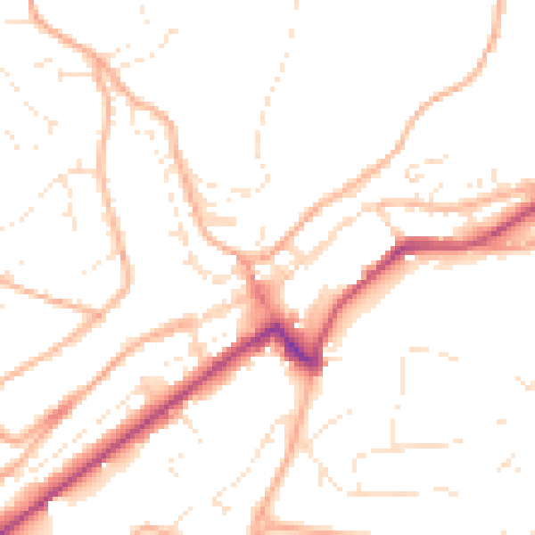 Daytime road noise heatmap for PL19 0BD